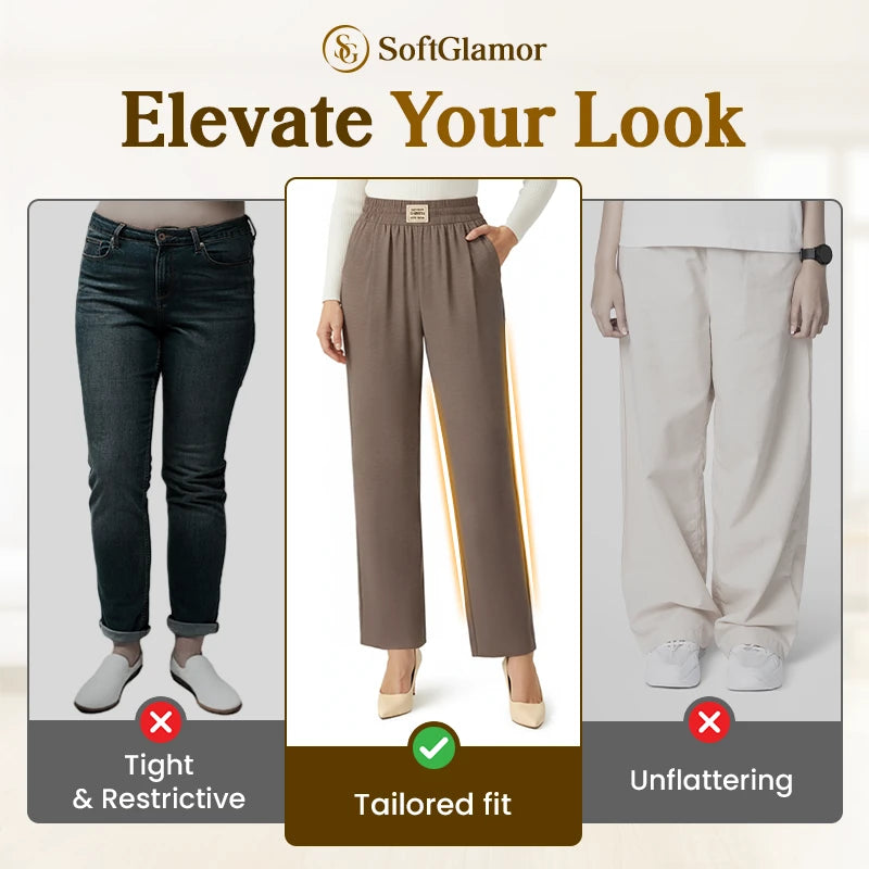 SoftGlamor - Women's Ultra Soft Perfect Drape Pull-On Pants