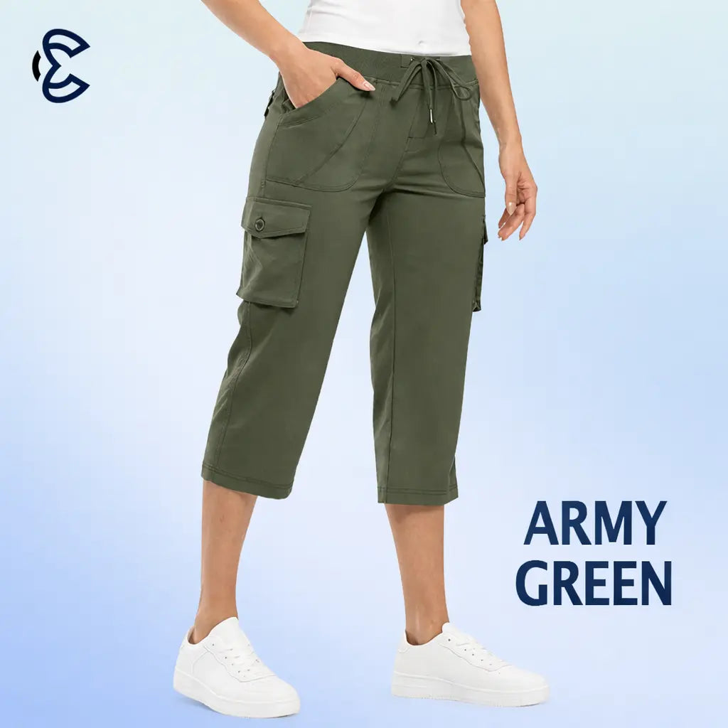 ComfyEase - Women Lightweight Cargo Capri Casual Cropped Pants