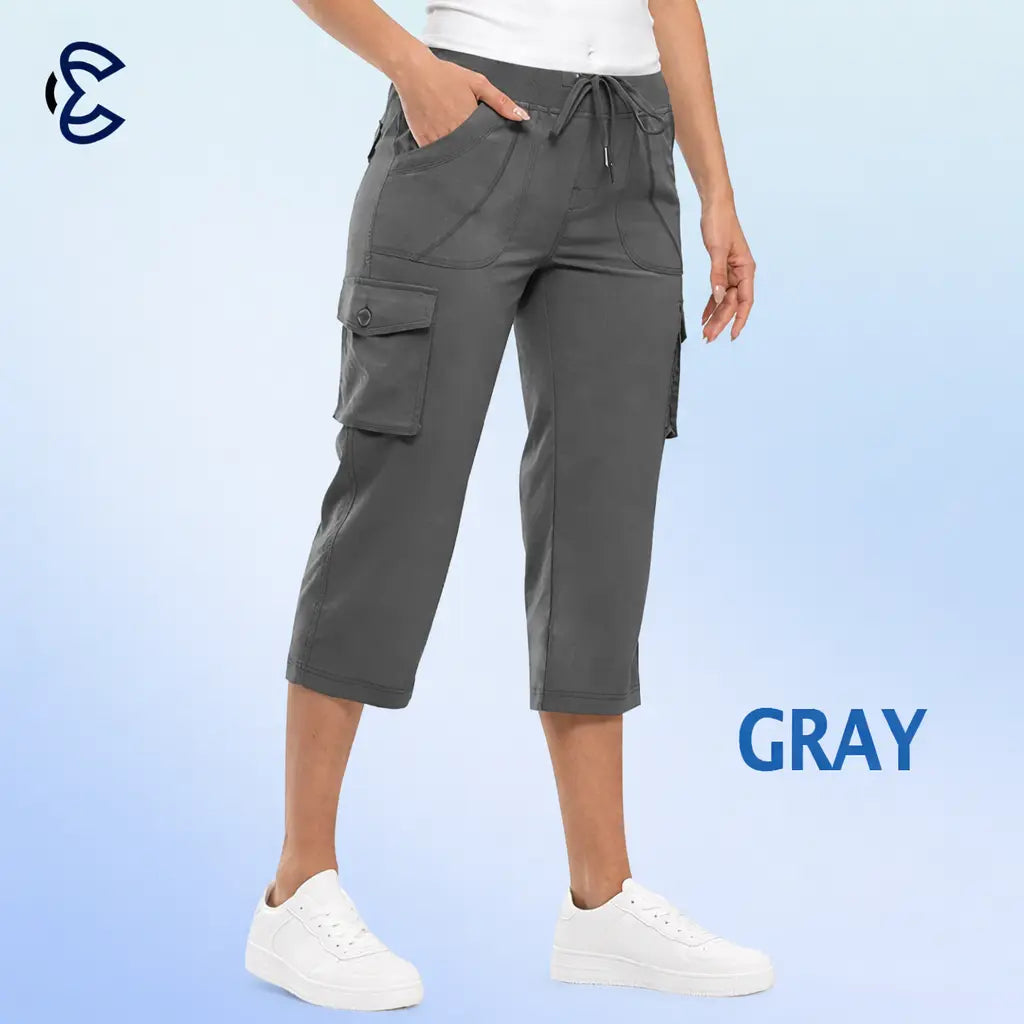 ComfyEase - Women Lightweight Cargo Capri Casual Cropped Pants