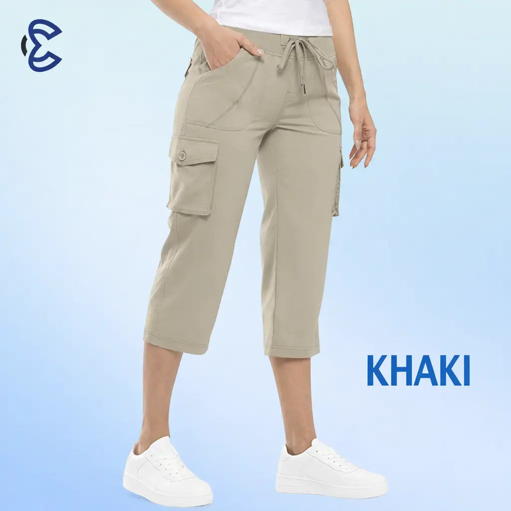ComfyEase - Women Lightweight Cargo Capri Casual Cropped Pants