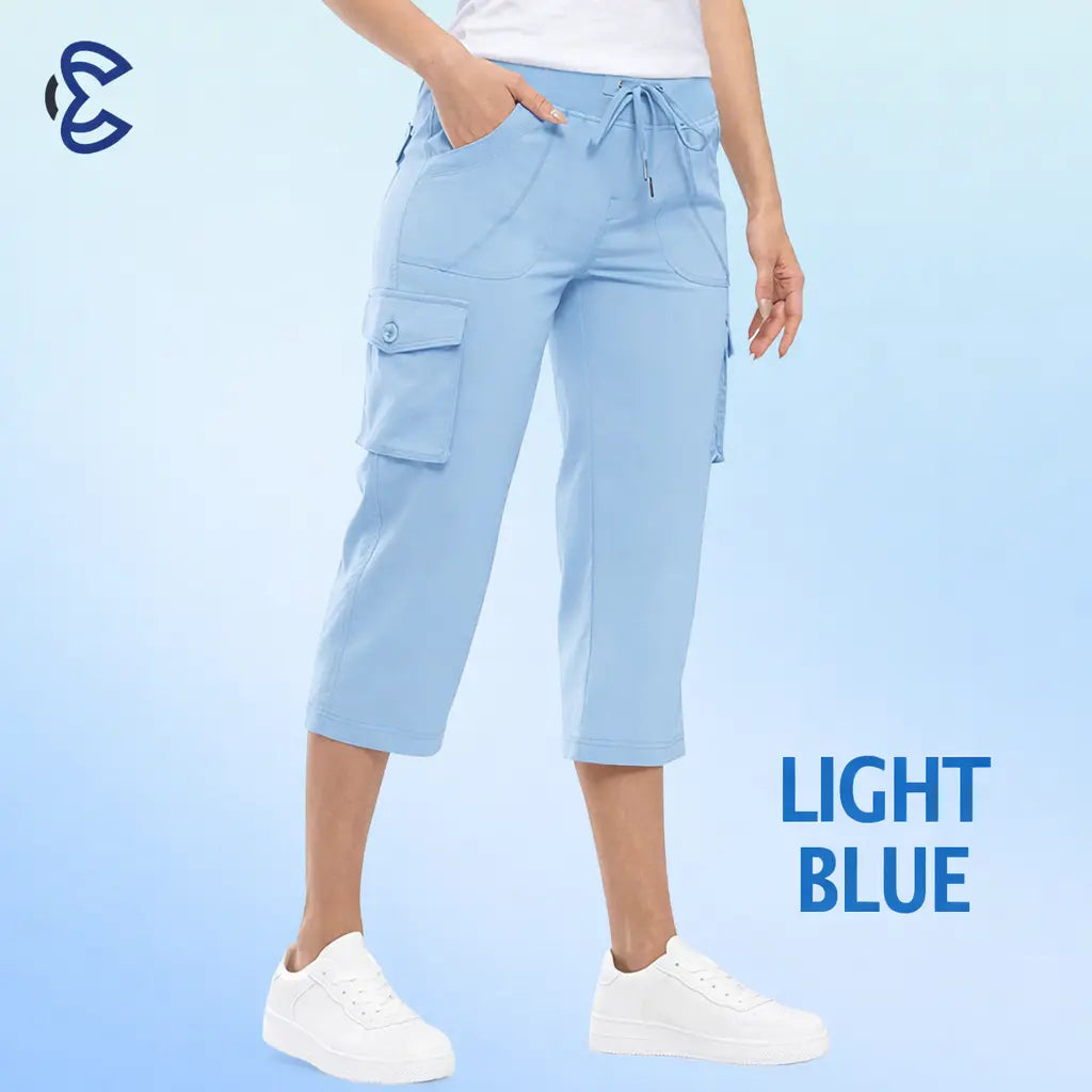 ComfyEase - Women Lightweight Cargo Capri Casual Cropped Pants