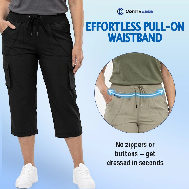ComfyEase - Women Lightweight Cargo Capri Casual Cropped Pants