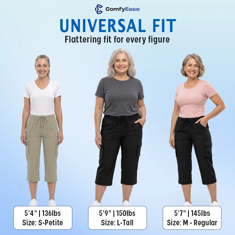 ComfyEase - Women Lightweight Cargo Capri Casual Cropped Pants
