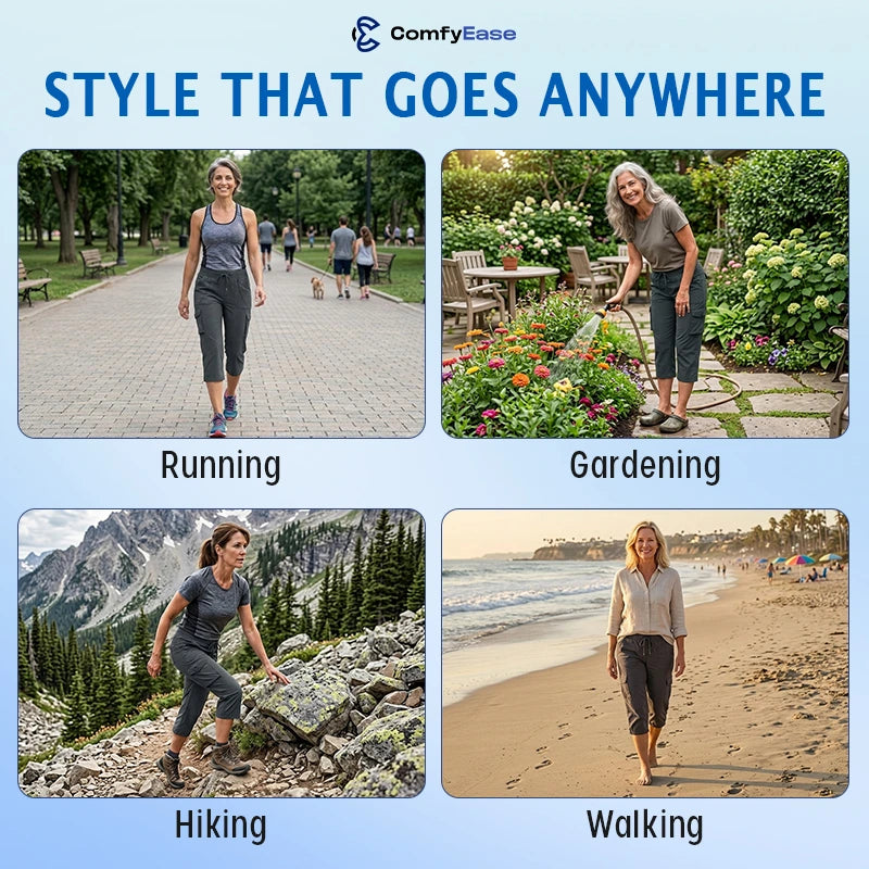 ComfyEase - Women Lightweight Cargo Capri Casual Cropped Pants