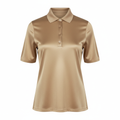 Women's Silk-Blend Polo Top - White Background Hero