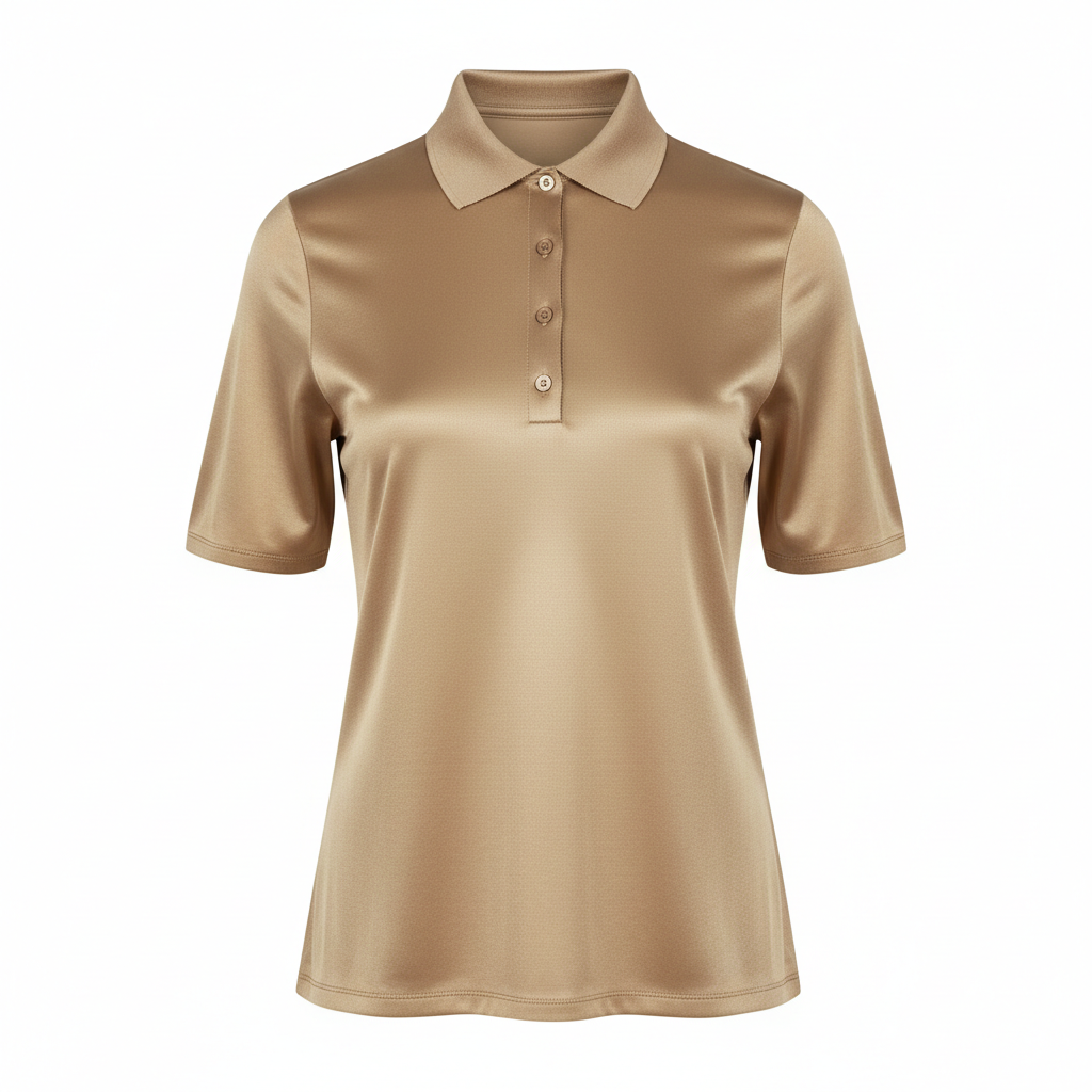 Women's Silk-Blend Polo Top - White Background Hero