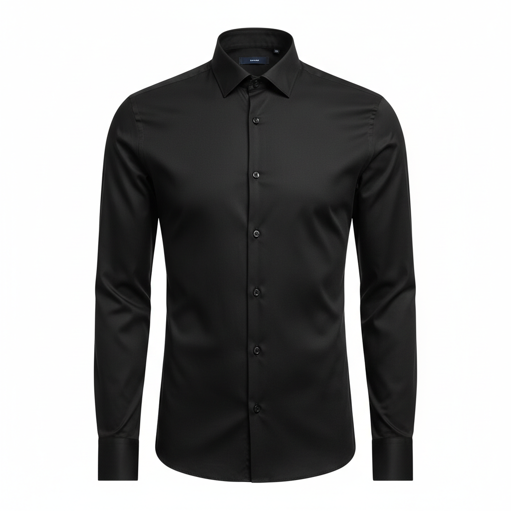 Slim Black Shirt front view