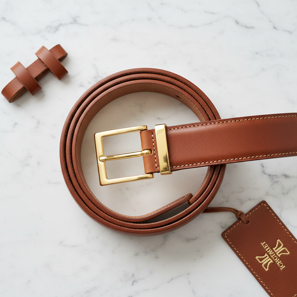 Premium Leather Belt - Flat Lay