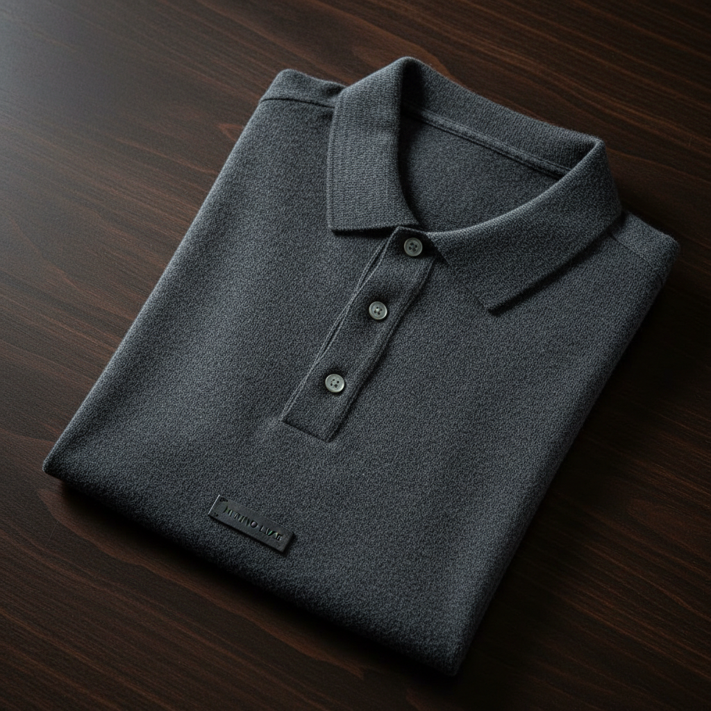 Merino Wool Polo Shirt - Flat Lay
