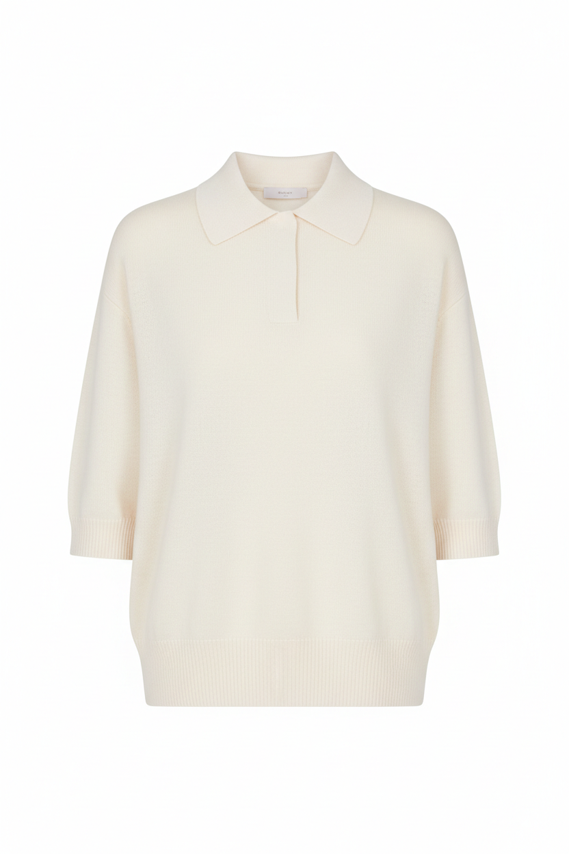 Women's Merino Polo Sweater - Studio Front View