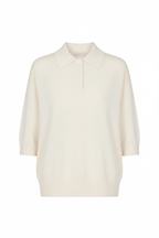 Women's Merino Polo Sweater - Studio Front View