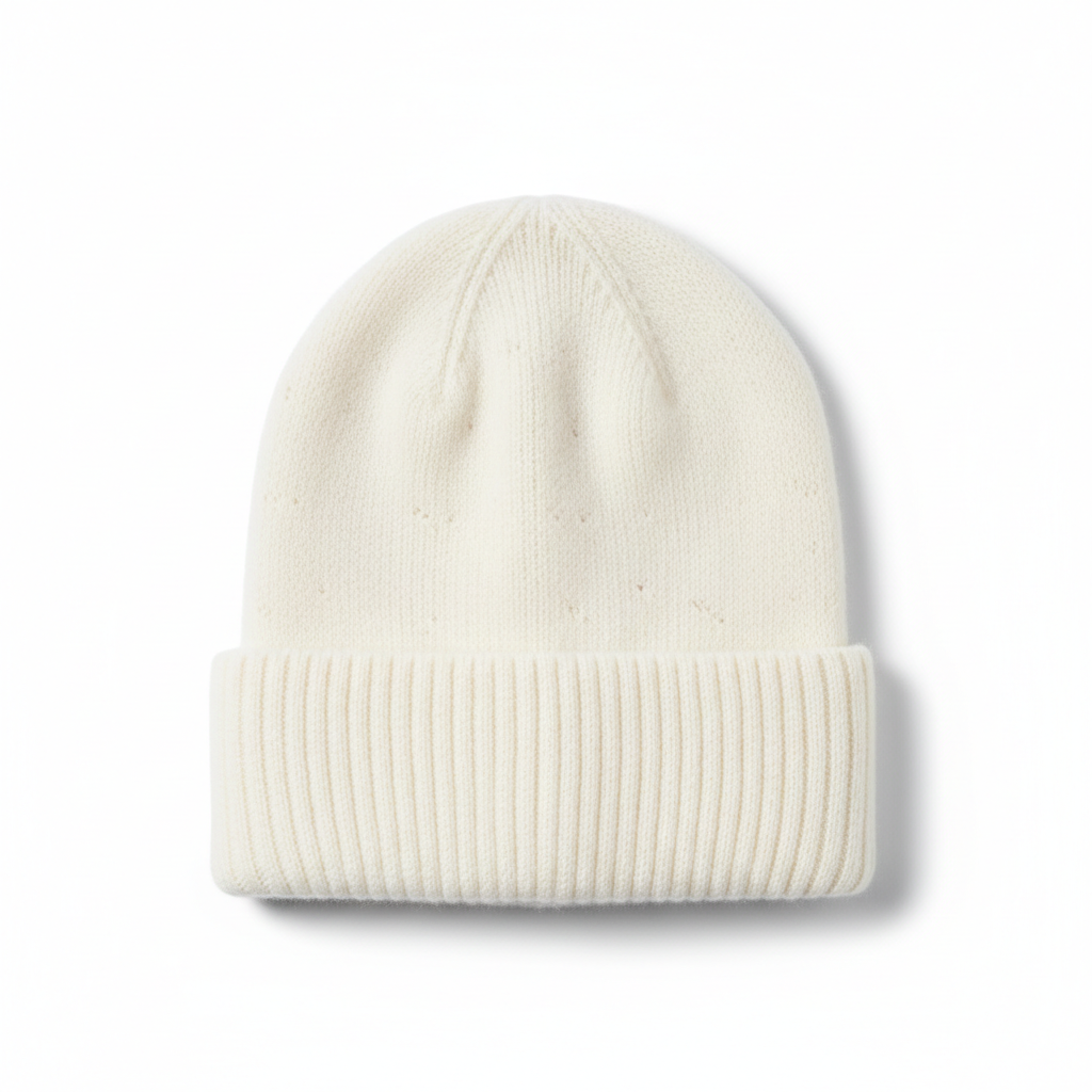 Cashmere Knit Beanie - Flat Lay