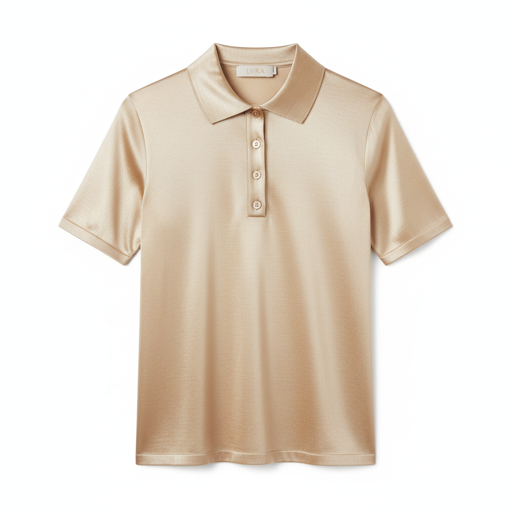 Women's Silk-Blend Polo Top - Square Studio
