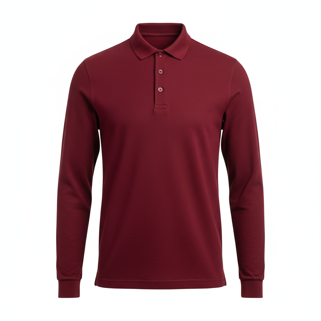 Long Sleeve Polo Shirt - White Background Hero