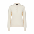 Women's Merino Polo Sweater - White Background Hero