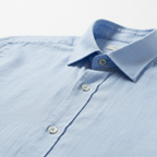 Linen Blue Shirt fabric texture and button detail