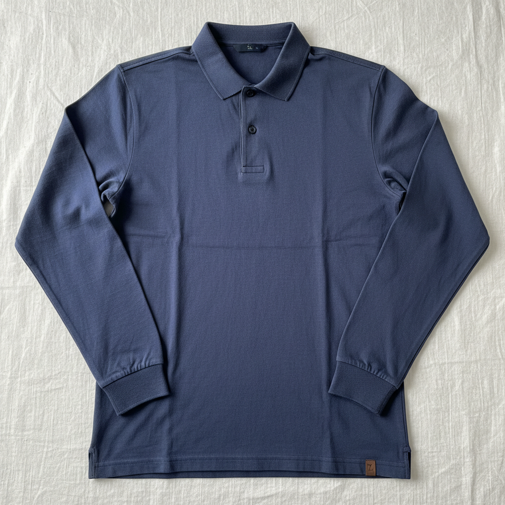 Long Sleeve Polo Shirt - Flat Lay