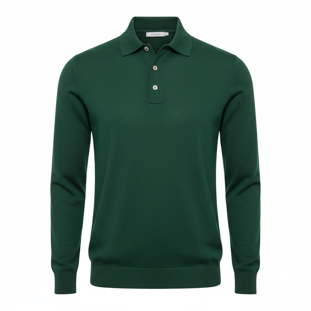 Merino Wool Polo Shirt - White Background Hero