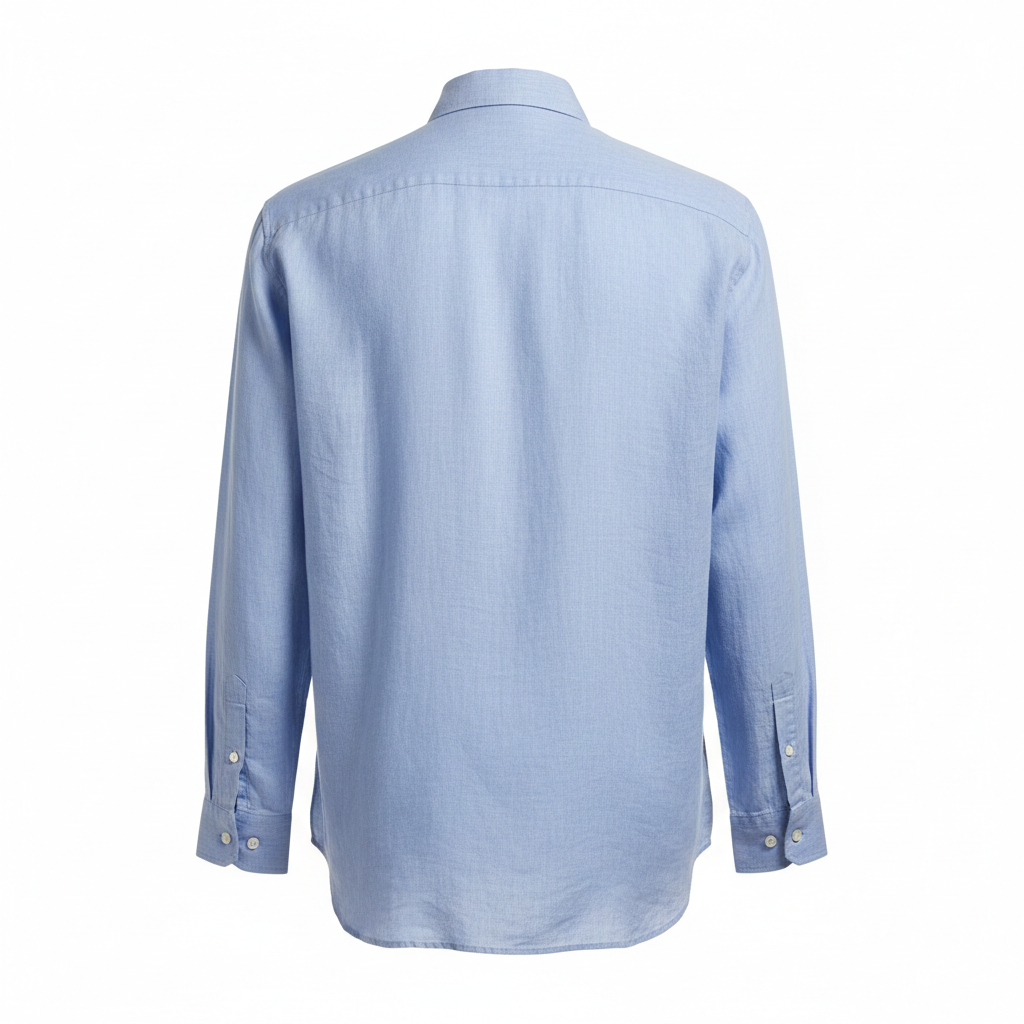 Linen Blue Shirt back view