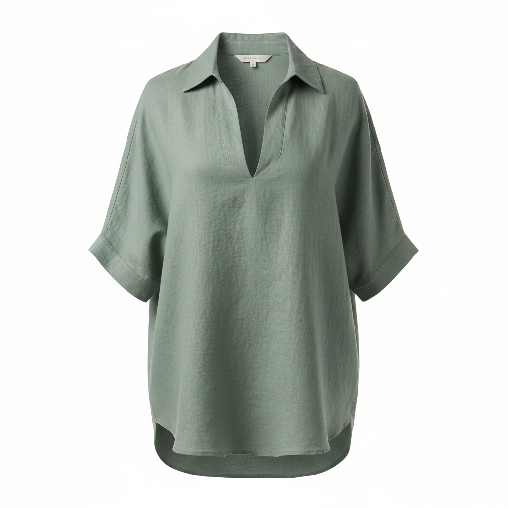 Women's Relaxed Linen Polo - Square Studio