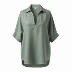 Women's Relaxed Linen Polo - Square Studio