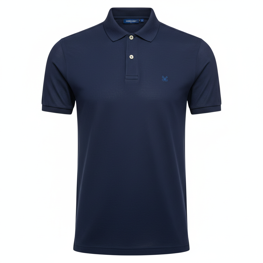 Áo polo xanh navy Essential nhìn từ phía trước
