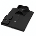 Slim Black Shirt collar, cuffs and button detail