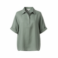 Women's Relaxed Linen Polo - White Background Hero