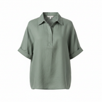 Women's Relaxed Linen Polo - White Background Hero