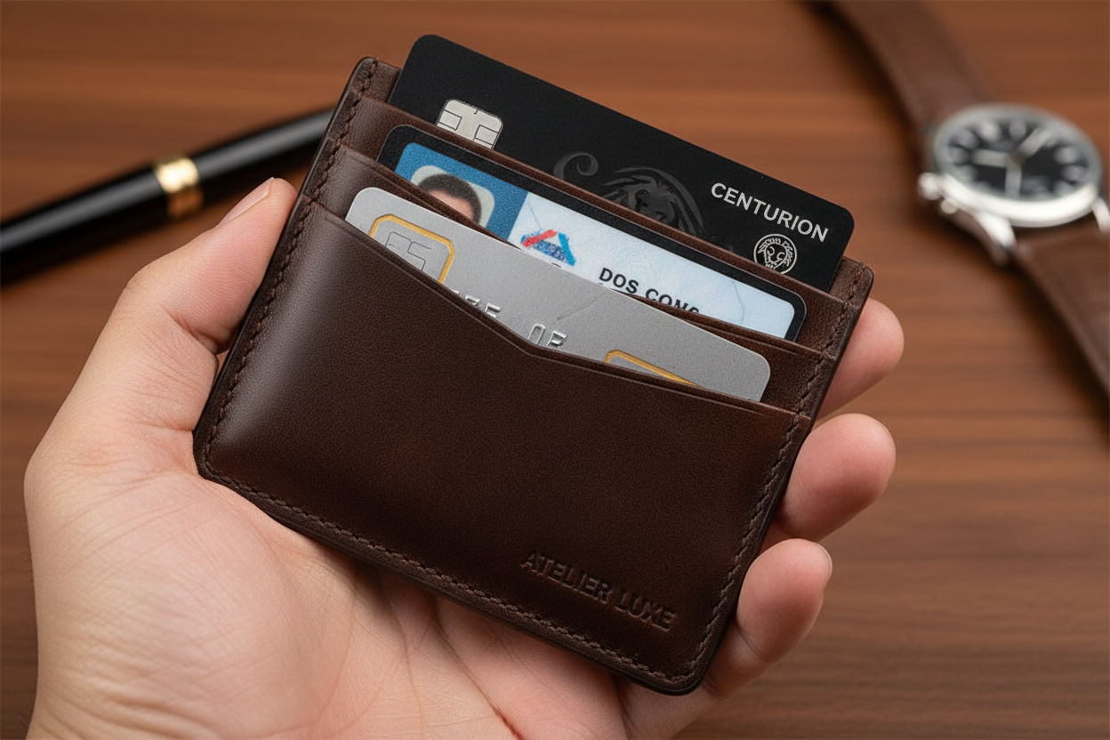 Leather Card Holder Wallet - Lifestyle
