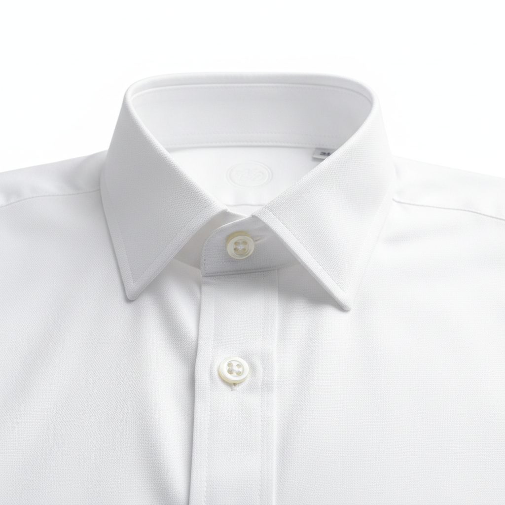 Oxford White Shirt collar and button detail