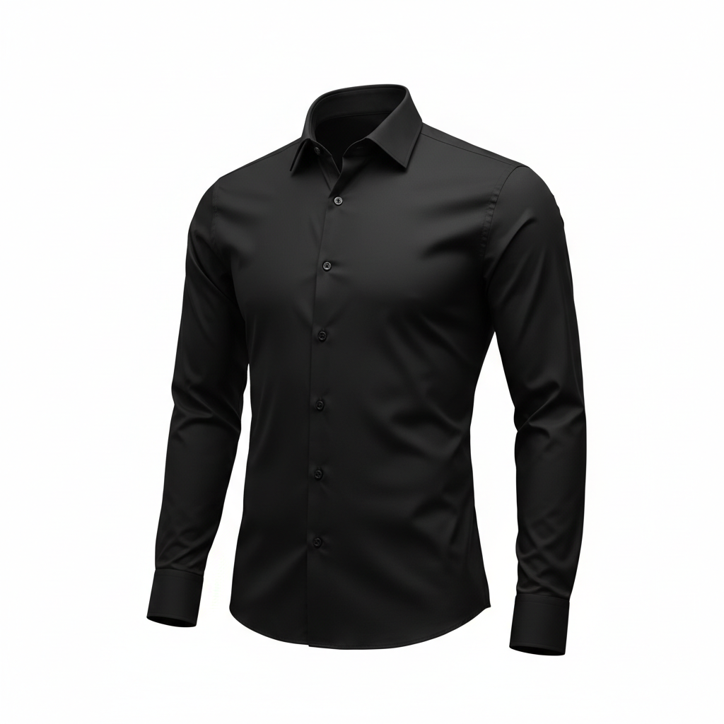 Slim Black Shirt - White Background Hero