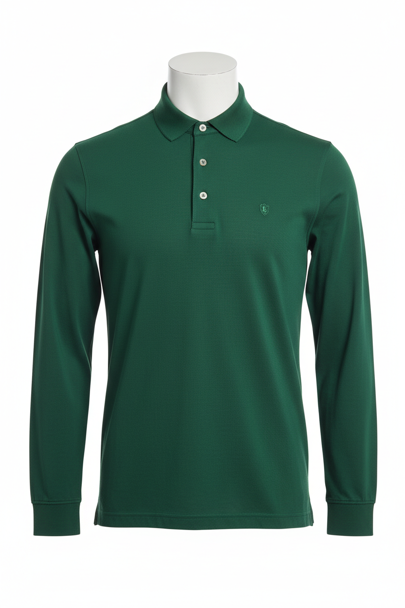 Long Sleeve Polo Shirt - Studio Front View