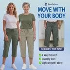 ComfyEase - Women Lightweight Cargo Capri Casual Cropped Pants