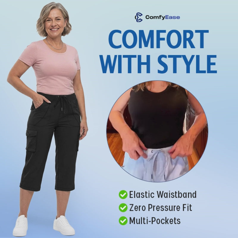 ComfyEase - Women Lightweight Cargo Capri Casual Cropped Pants
