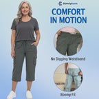ComfyEase - Women Lightweight Cargo Capri Casual Cropped Pants