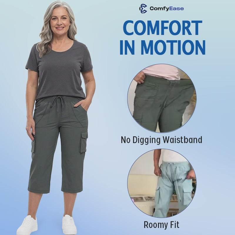 ComfyEase - Women Lightweight Cargo Capri Casual Cropped Pants